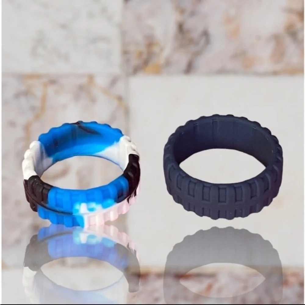 NEW Fine Fashion Unisex Any-Activity Silicon Grooved Ring 2-PACK (Sizes10-11)